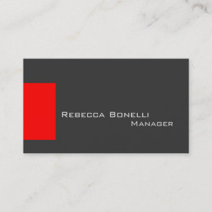 Red Stripe Grey Stylish Manager Business Card