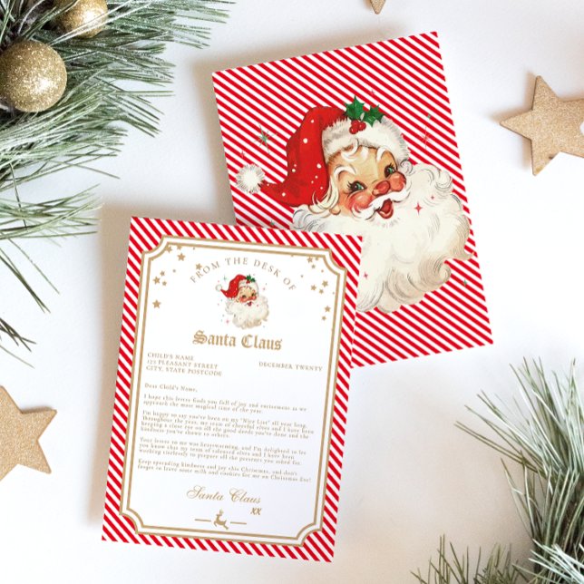 Red Stripe Letter From Santa Invitation (Letter From Santa)