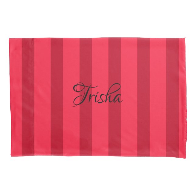 Red Stripe Pillow Case - Add Name HAMbyWG (Front)