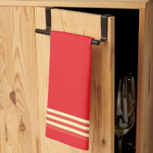 Red + Stripe Trim Kitchen Dish Towel