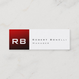 Red Stripe White Monogram Skinny Business Card