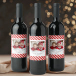 "Red Stripe with Photo Merry Christmas and Name  Wine Label<br><div class="desc">"Make your holiday celebrations unforgettable with this Red Stripe with Photo Merry Christmas and Name Personalised Wine Label. Featuring a classic red stripe design, your custom photo, and a personalised name, this wine label is a unique way to add a festive, personal touch to your holiday gatherings. Perfect for gifting...</div>