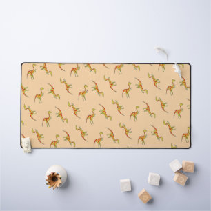 Red stripe yellow dinosaurs pattern desk mat
