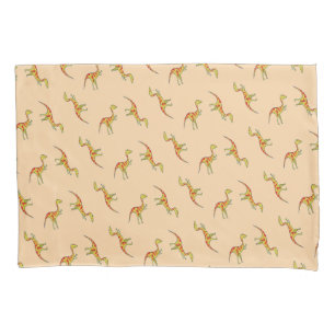 Red stripe yellow dinosaurs pattern pillowcase
