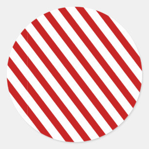 Red Striped Classic Round Sticker