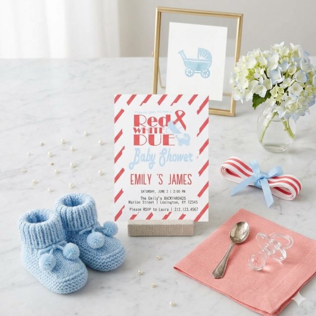 Red Striped Coquette Baby Shower Invitation (Creator Uploaded)