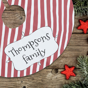 Red Striped Cute Christmas Personalised Brushed Polyester Tree Skirt