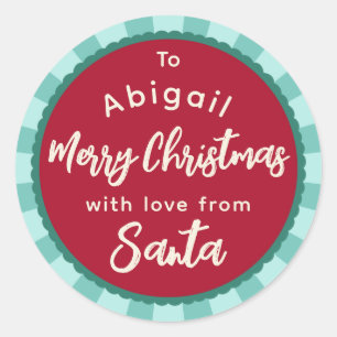 Red striped From Santa gift sticker