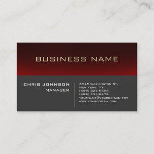 Red Striped Grey Background Manager Business Card