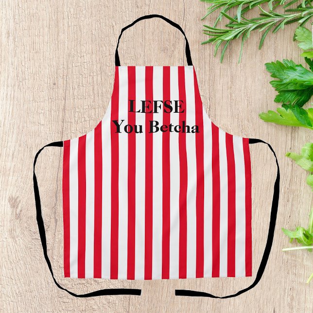 Red Striped Lefse All-Over Print Apron (Creator Uploaded)