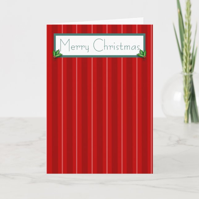 Red Striped Merry Christmas Holiday Card (Front)