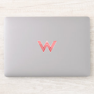 Red Striped minimal line Letter W monogram
