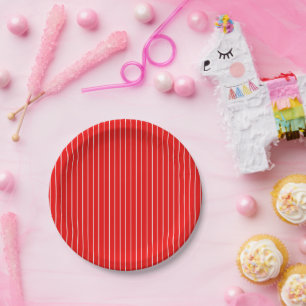 Red Striped Paper Plate