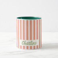 Red Striped Pastel Retro Customised name Mug