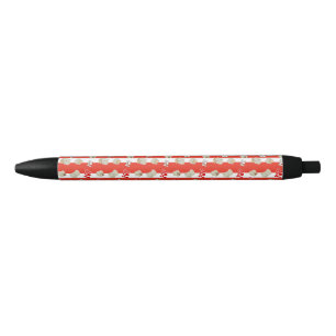 Red Striped Retro Popcorn Pattern Black Ink Pen