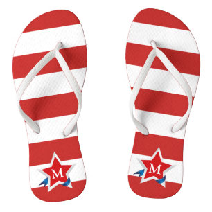 Red Stripes and Stars with Your Monogram Jandals