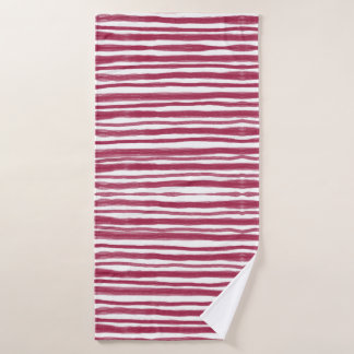 Red Stripes Bordeaux Bath Towel Set