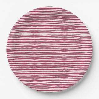 Red Stripes Bordeaux Paper Plate