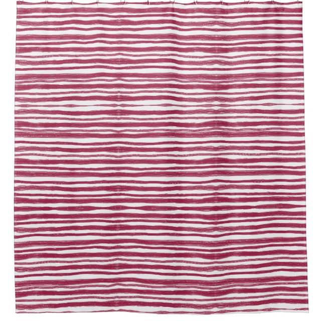 Red Stripes Bordeaux  Shower Curtain (Front)