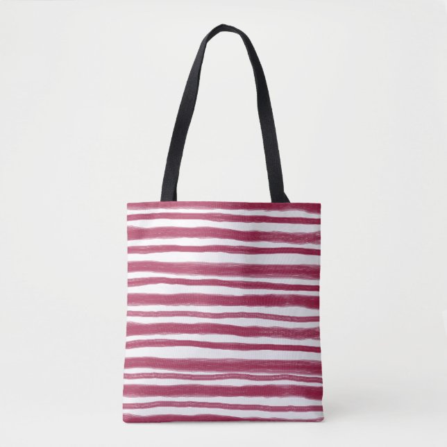 Red Stripes Bordeaux  Tote Bag (Front)