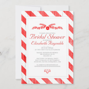Red Stripes Bridal Shower Invitations