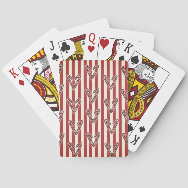 Red stripes Christmas Lollipops Playing Cards (Back)