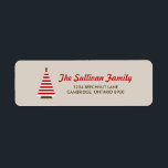 Red Stripes Christmas Tree Holiday Address Label<br><div class="desc">Customisable modern address label - the perfect match for your holiday cards.</div>