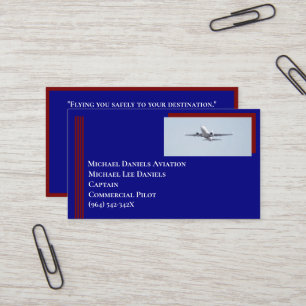 Red Stripes Commercial Aeroplane Captain Pilot  Business Card