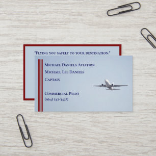 Red Stripes Commercial Aeroplane Captain Pilot Business Card