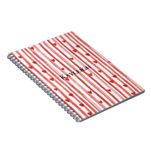 Red Stripes & Hearts Notebook