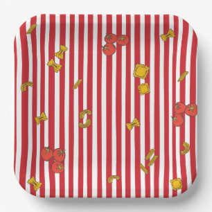 Red Stripes Italian Pasta Ciao Bambino Baby Shower Paper Plate