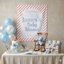 Red Stripes & Light Blue Ribbon Baby shower