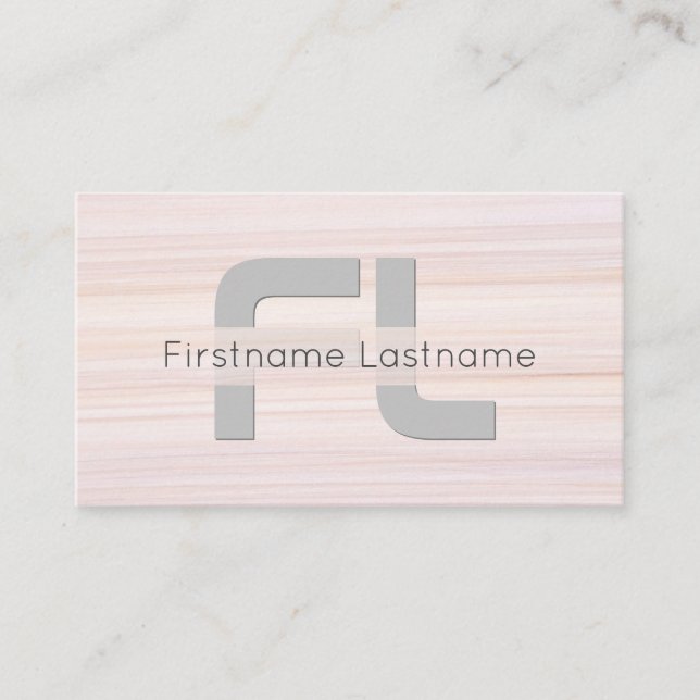 Red stripes marble surface elegant monogram strip  business card (Front)