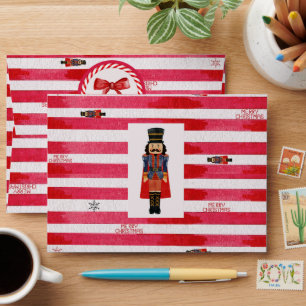 Red Stripes, Nutcracker & Bow Christmas Envelopes