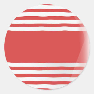 Red Stripes on White with Central Red Band Classic Round Sticker