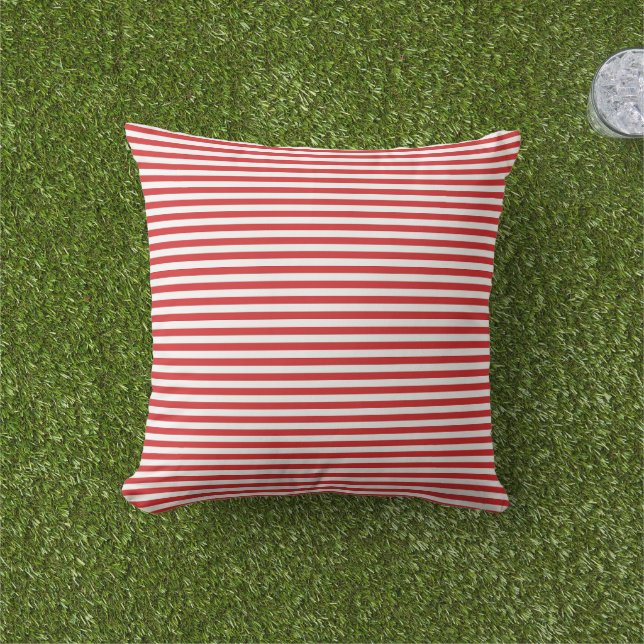 Red Stripes Outdoor Pillow (Grass)