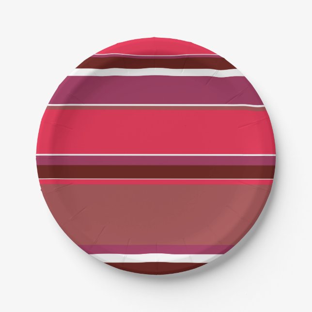 Red stripes paper plate (Front)