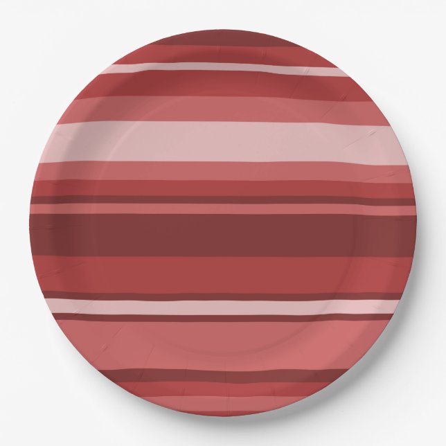 Red stripes paper plate (Front)