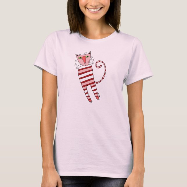 Red Stripes PJ CAT - t-shirt (Front)