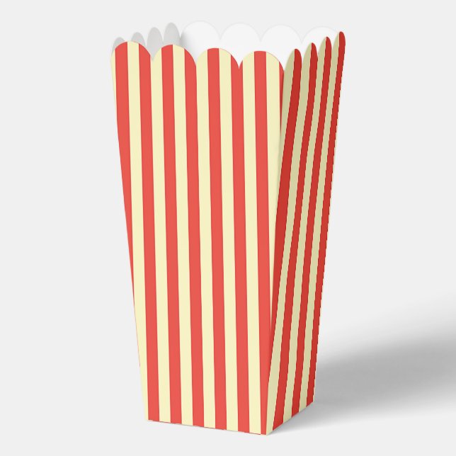 Red Stripes Popcorn Birthday Party  Favour Box (Back)