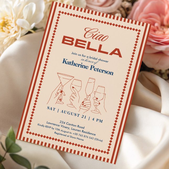 RED Stripes RETRO Bridal Shower Invitation (Creator Uploaded)