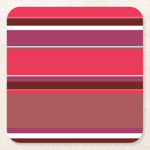 Red stripes square paper coaster