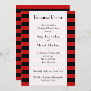 Red Stripes, Striped Pattern, Rehearsal Dinner Invitation