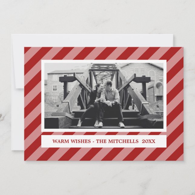 Red STRIPES | TIMELESS |  CUSTOM Holiday Photo Card (Front)