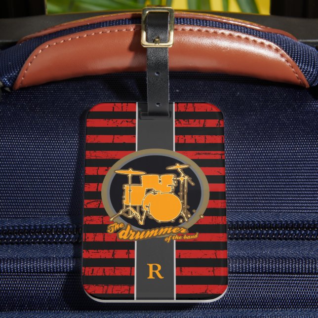 Red Stripes & Yellow Drums  Luggage Tag (Front Insitu 2)