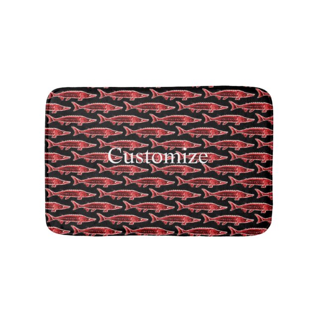 red sturgeon swimming bath mat (Front)