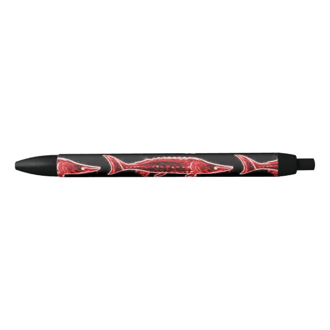 red sturgeon swimming black ink pen (Front)