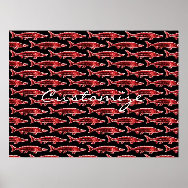 red sturgeon swimming poster (Front)