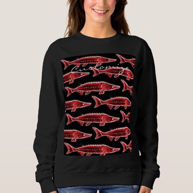 red sturgeon swimming sweatshirt (Front)