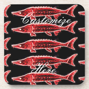 red sturgeons black coaster